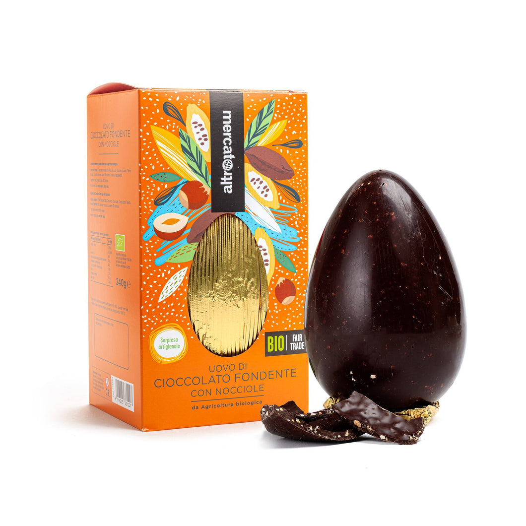 Uovo di cioccolato fondente con nocciole Bio- COD 00001137- 240g